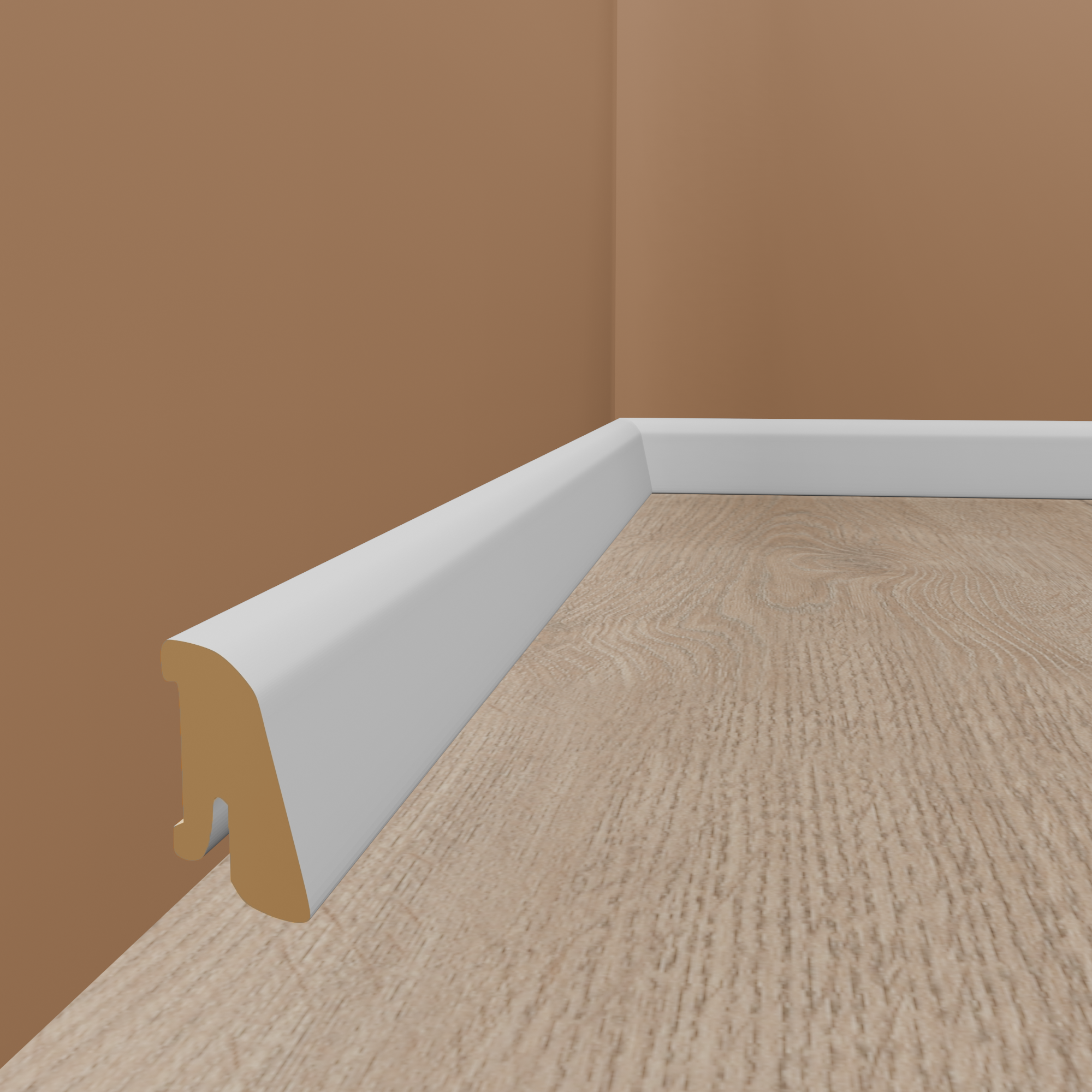 Plinthes "Bremen" en placage en bois 19 x 38 x 2500 mm Blanc Moderne PROVISTON