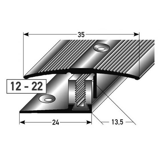 Barre de seuil sol stratifié | 12 - 22 mm | largeur: 35 mm | aluminium anodisé | Flex