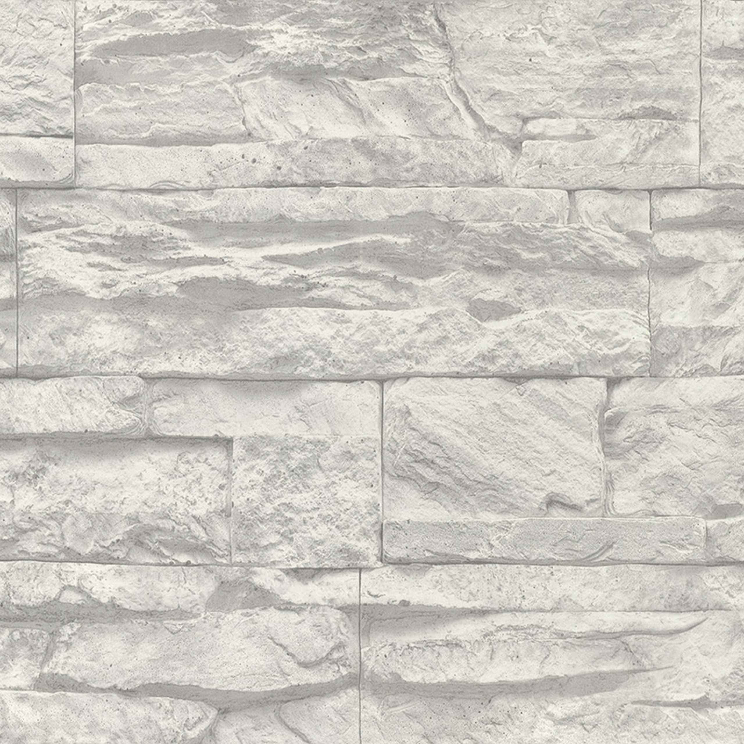 A.S. Creation Woodn Stone | 707116 | papier peint intissé pierre brique | 0.53 m x 10.05 m | gris