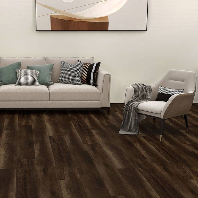 Check One Sol vinyle PVC 2455 Felizitas 1220 x 228 x 4.5 mm Vinyle clipsable Chêne foncé