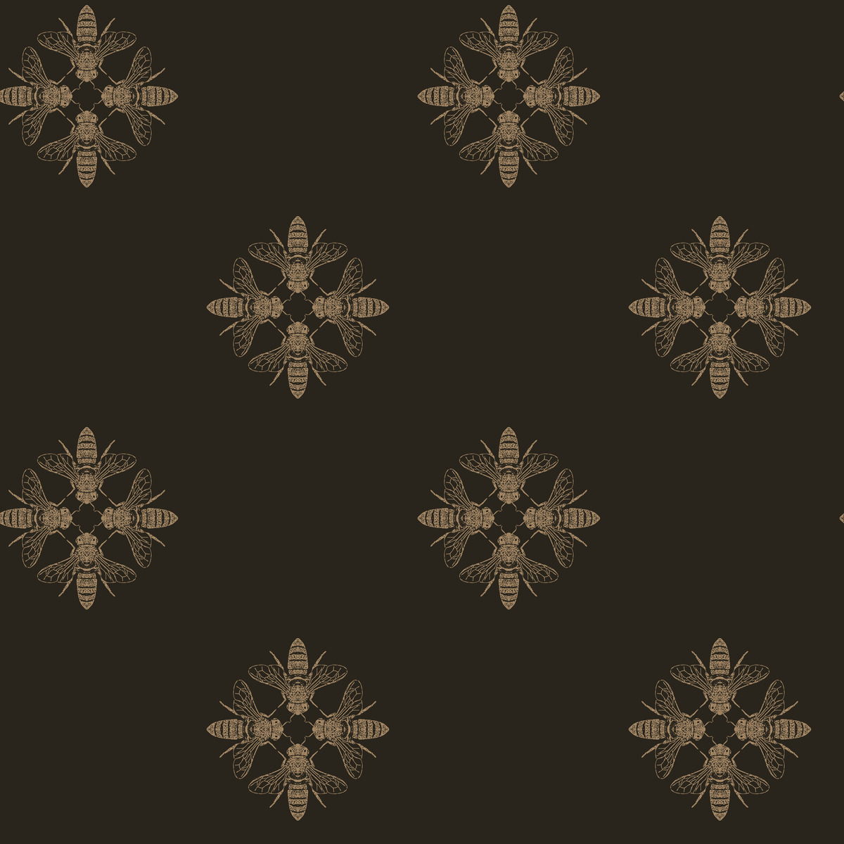 York Wallcoverings | Black and White | ON1642 | Sure Strip | Animaux | 0.52 x 10 m | Noir | Or