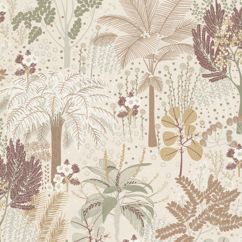 Grandeco | Asperia | A54803 | Intissé Papier peint | Jungle | 10.05 x 0.53 m | Beige