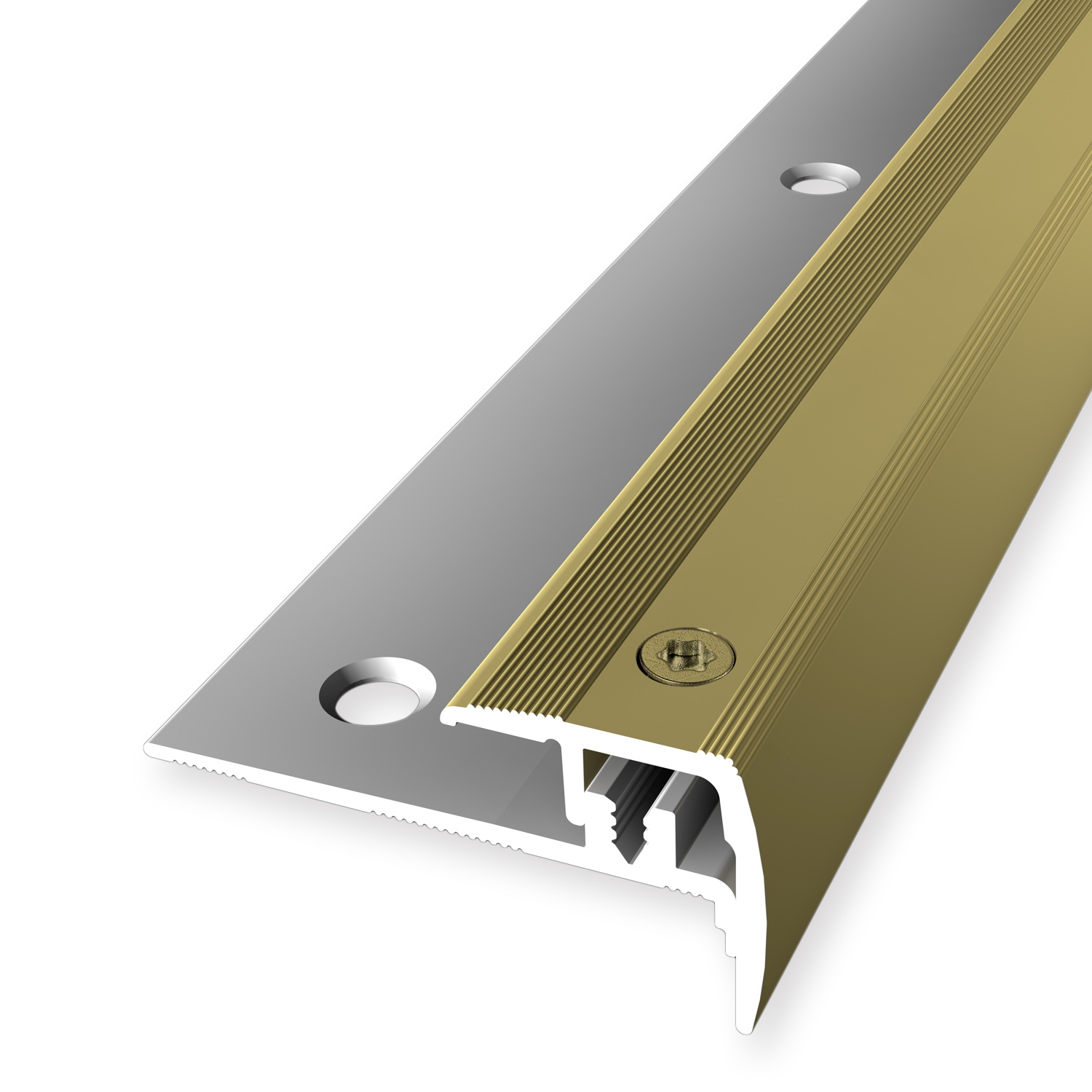 Nez de marche 21 x 21.5 mm Aluminium Cornière striée  trous à vis fraisés Küberit