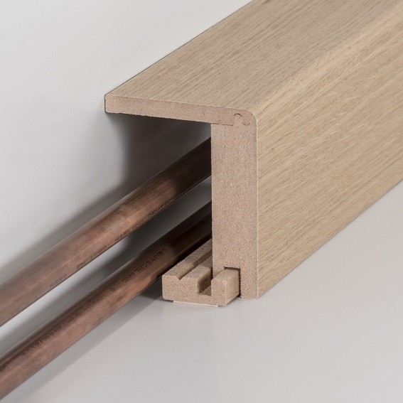 Plinthe Cache Tuyaux MDF jusqu'à 88 mm 64 x 96 x 2500 mm Chêne Plinthe arrondie PROVISTON