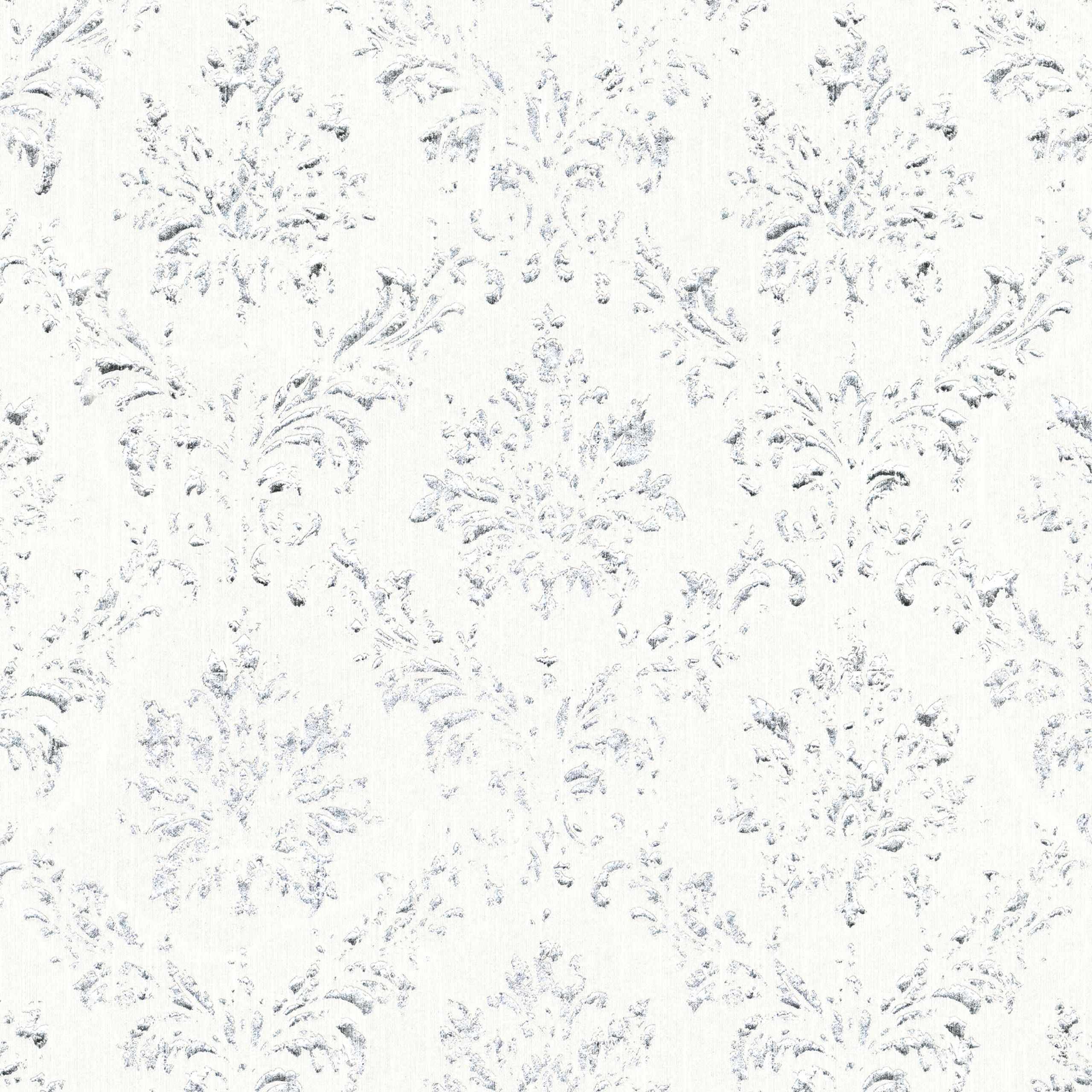 A.S. Creation Metallic Silk | 306621 | papier peint intissé baroque | 0.53 m x 10.05 m | blanc