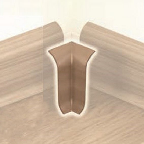 Angle entrant pour plinthe PVC (plastique) "SOC002A-PVC" hêtre clair