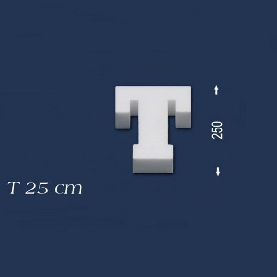 Wiesemann | Lettre décorative "T" | Polystyrène | Hauteur : 250 mm | Lettre en polystyrène | Lettre 3D