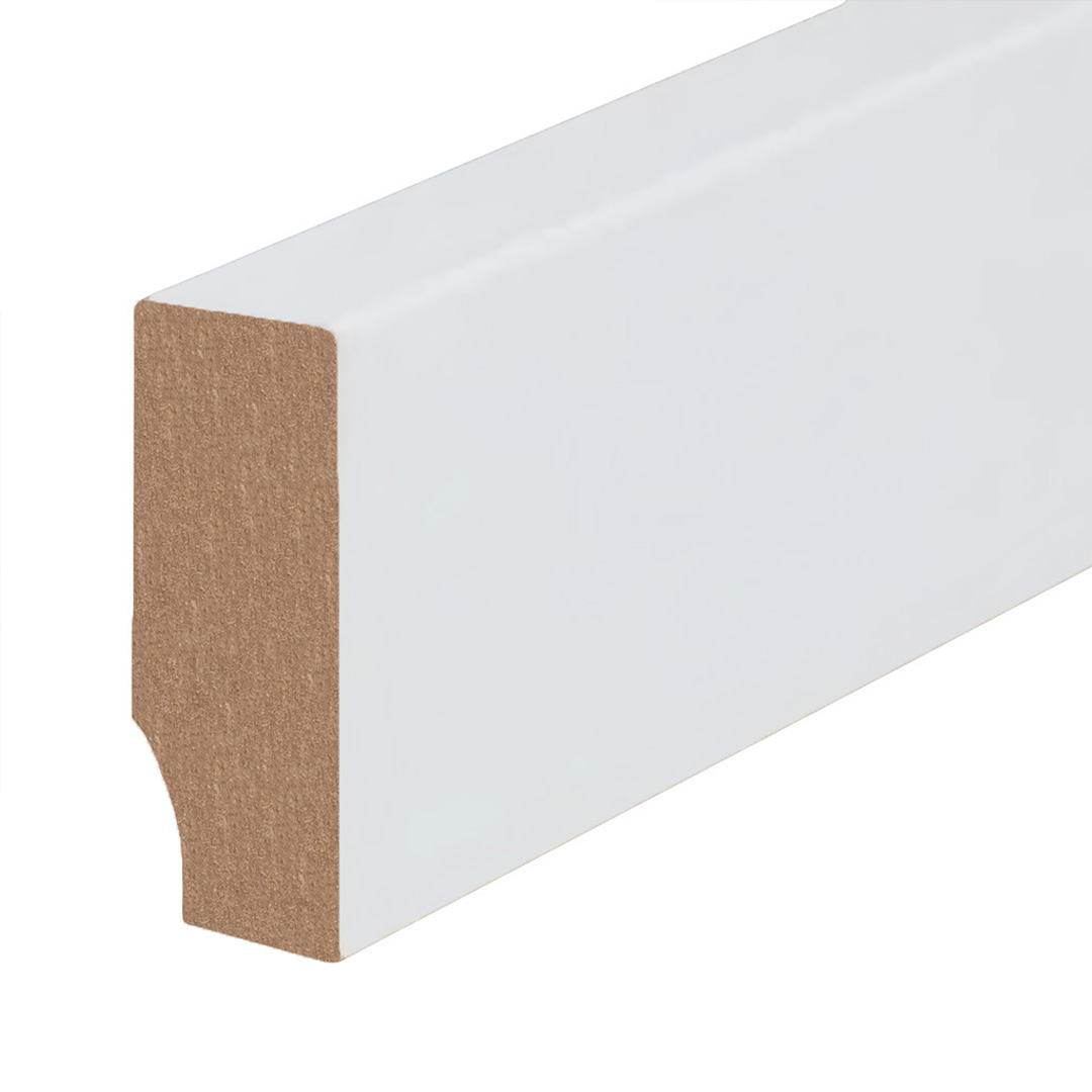 Plinthe Arêtes Vives classique MDF revêtue d'un film blanc (16 x 40 x 2500 mm) 721.164 PROVISTON