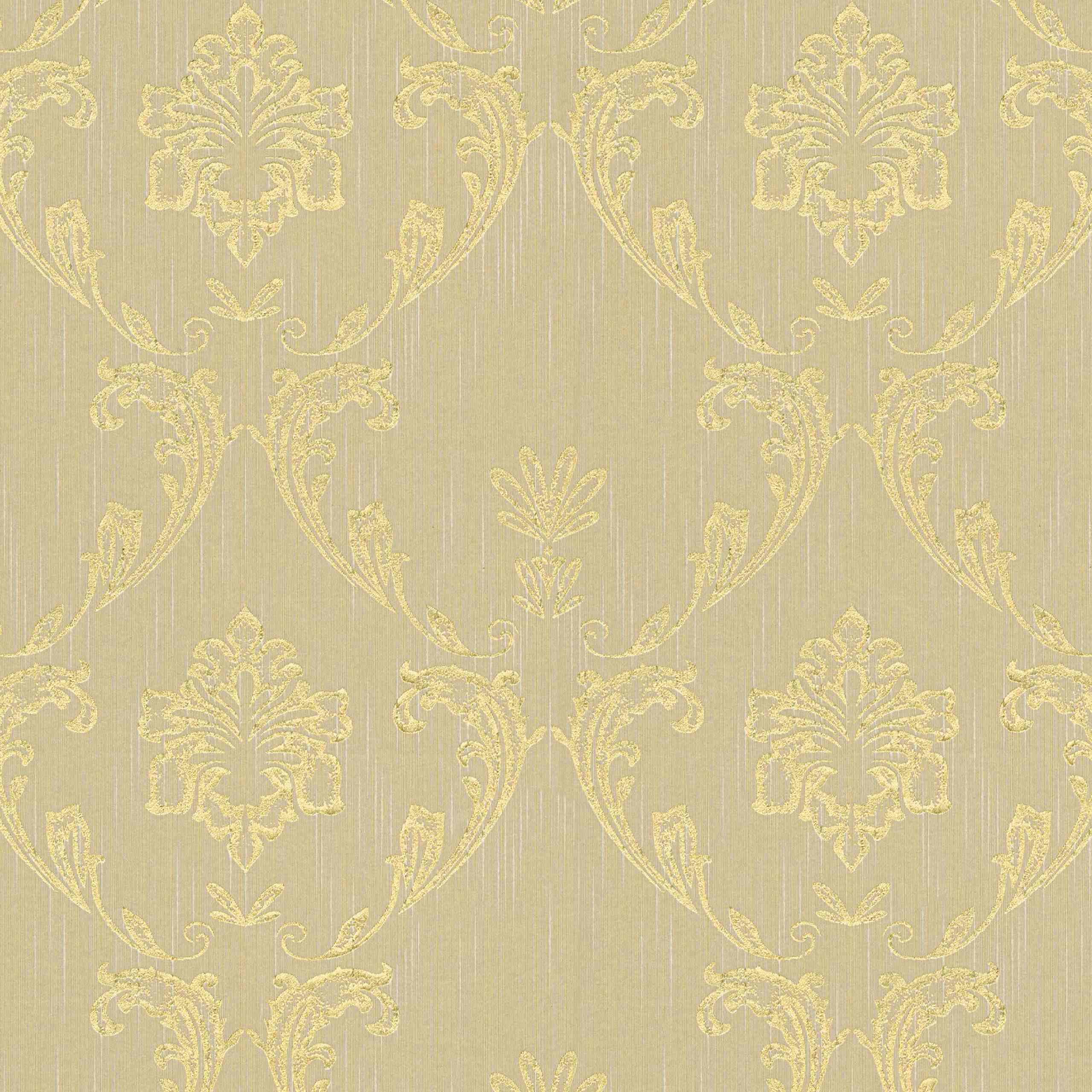 A.S. Creation Metallic Silk | 306584 | papier peint intissé baroque | 0.53 m x 10.05 m | beige