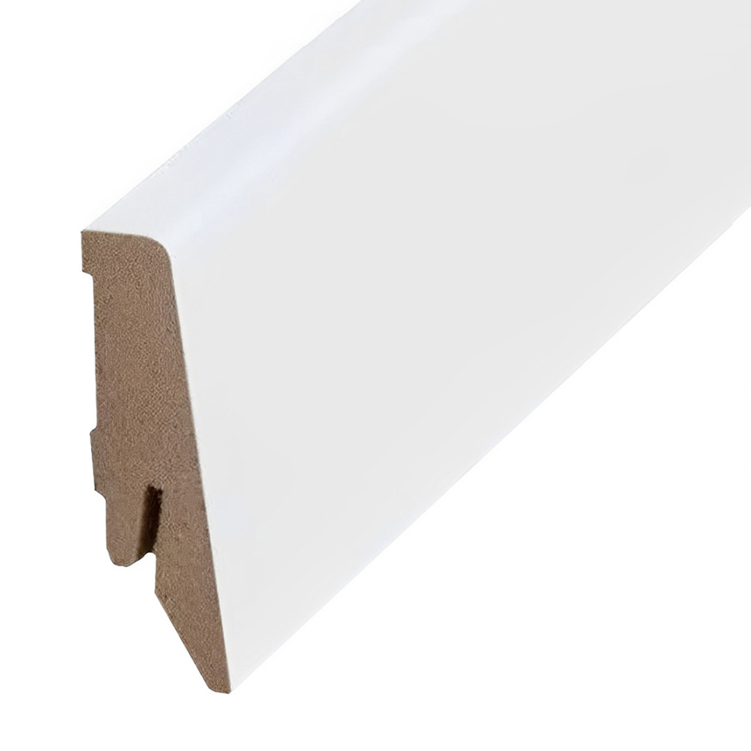 Plinthe blanche brillante MDF recouverte d'un film de qualité 18 x 58 x 2500 mm 718.5841 PROVISTON