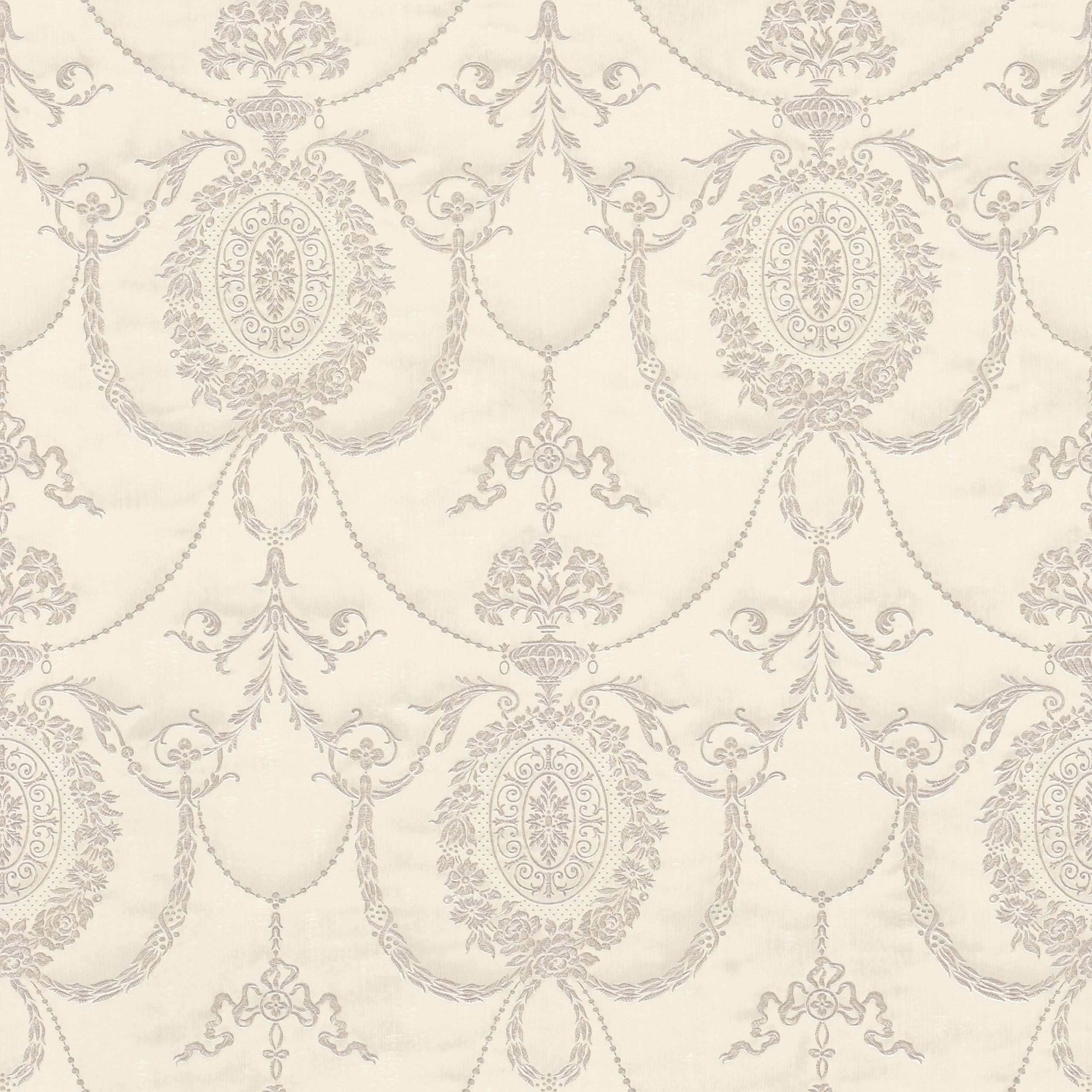 Rasch Trianon XII | 532104 | papier peint intissé baroque | 0.53 m x 10.05 m | blanc