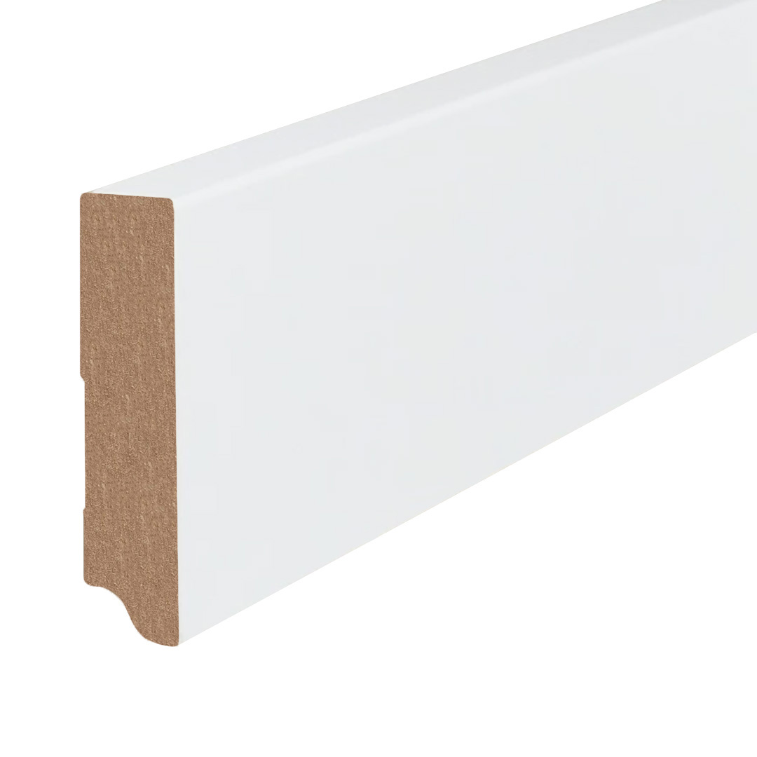 Plinthe Arêtes Vives classique MDF revêtue d'un film blanc (19 x 80 x 2500 mm) 721.198 PROVISTON