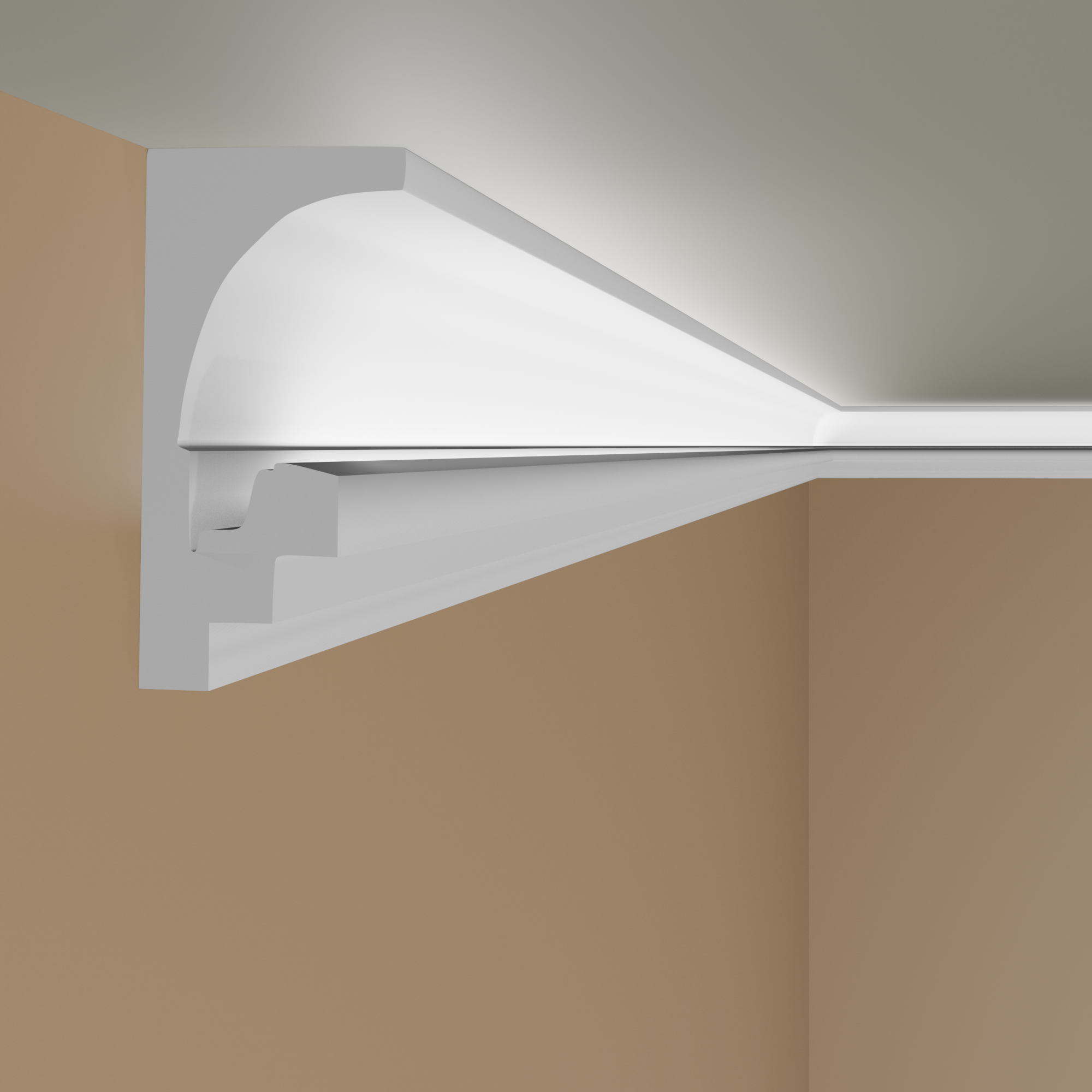 PROVISTON | Baguette d'éclairage LL9 | Polystyrène moulures | 182 x 96 x 2000 mm | Blanc | Baguette de plafond