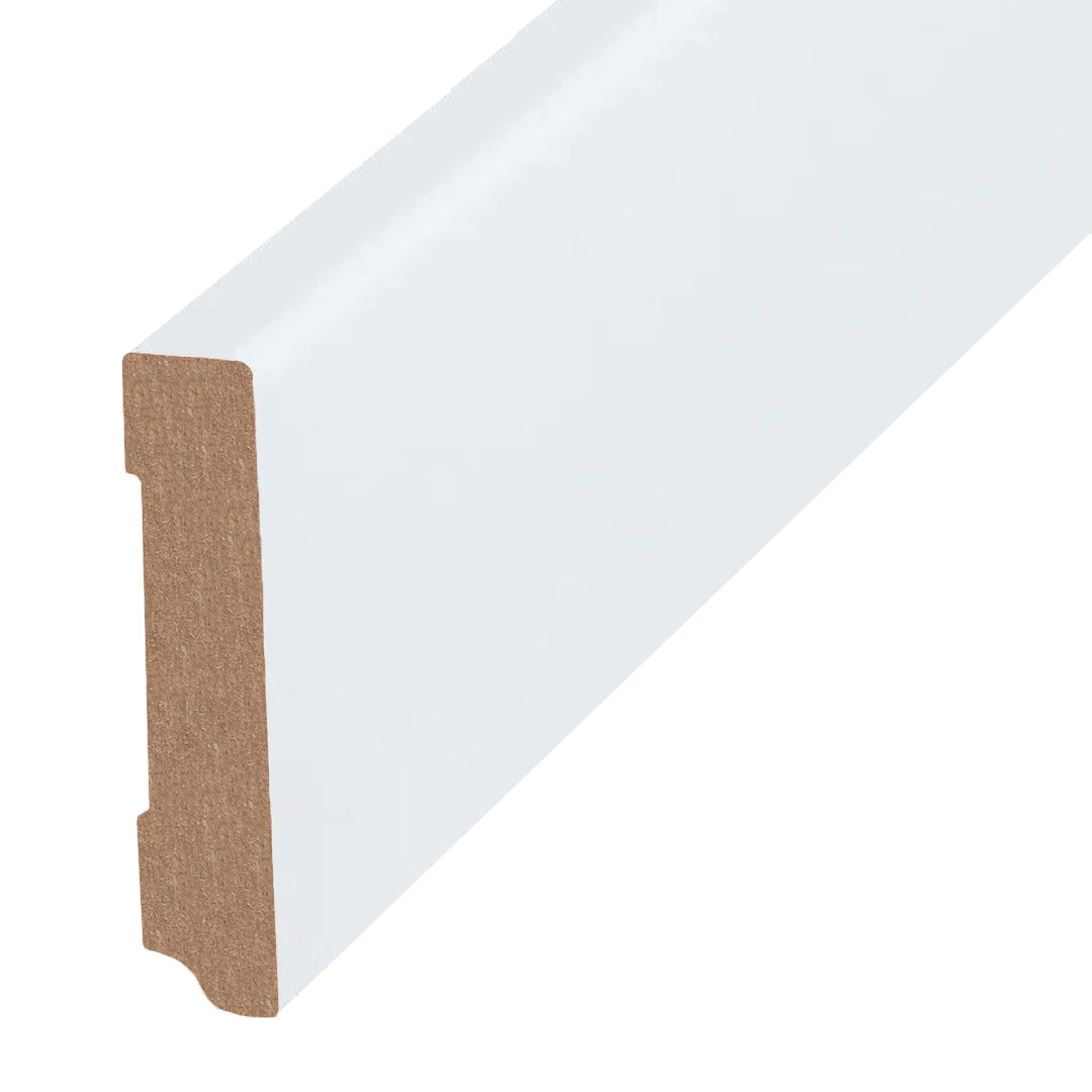 Plinthe blanche avec Noyer MDF, revêtue d'une feuille (19 x 96 x 2500 mm) 720.096 PROVISTON