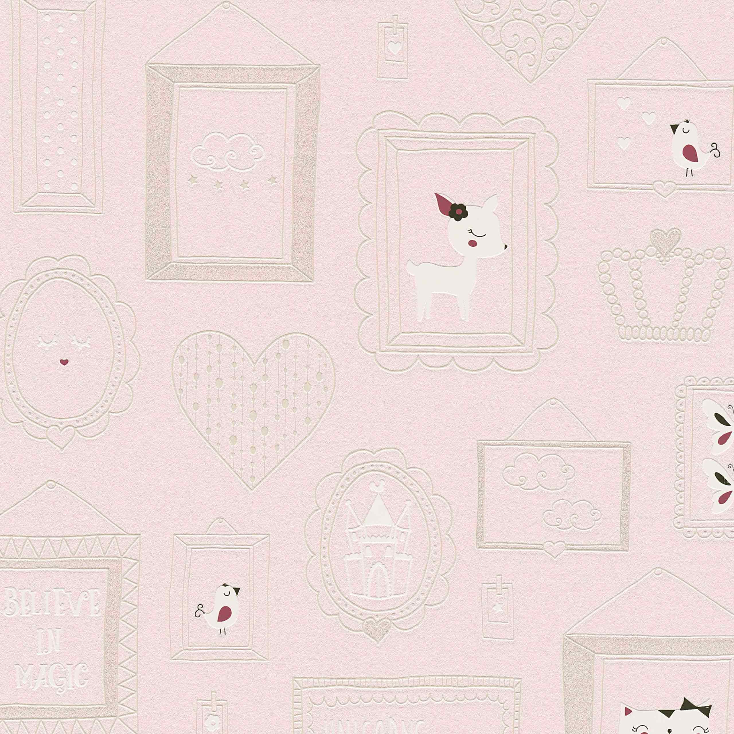 A.S. Creation Boys & Girls 6 | 369912 | papier peint intissé animaux | 0.53 m x 10.05 m | rose