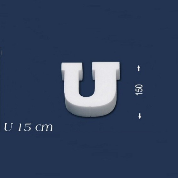 Wiesemann | Lettre décorative "U" | Polystyrène | Hauteur : 150 mm | Lettre en polystyrène | Lettre 3D