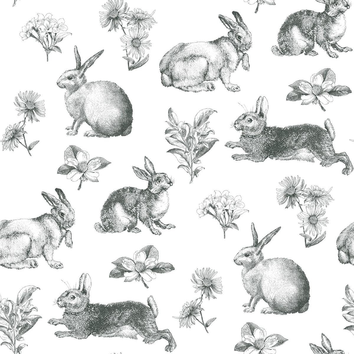 York Wallcoverings | Black and White | AT4263 | Sure Strip | Animaux | 0.52 x 10 m | Blanc | noir