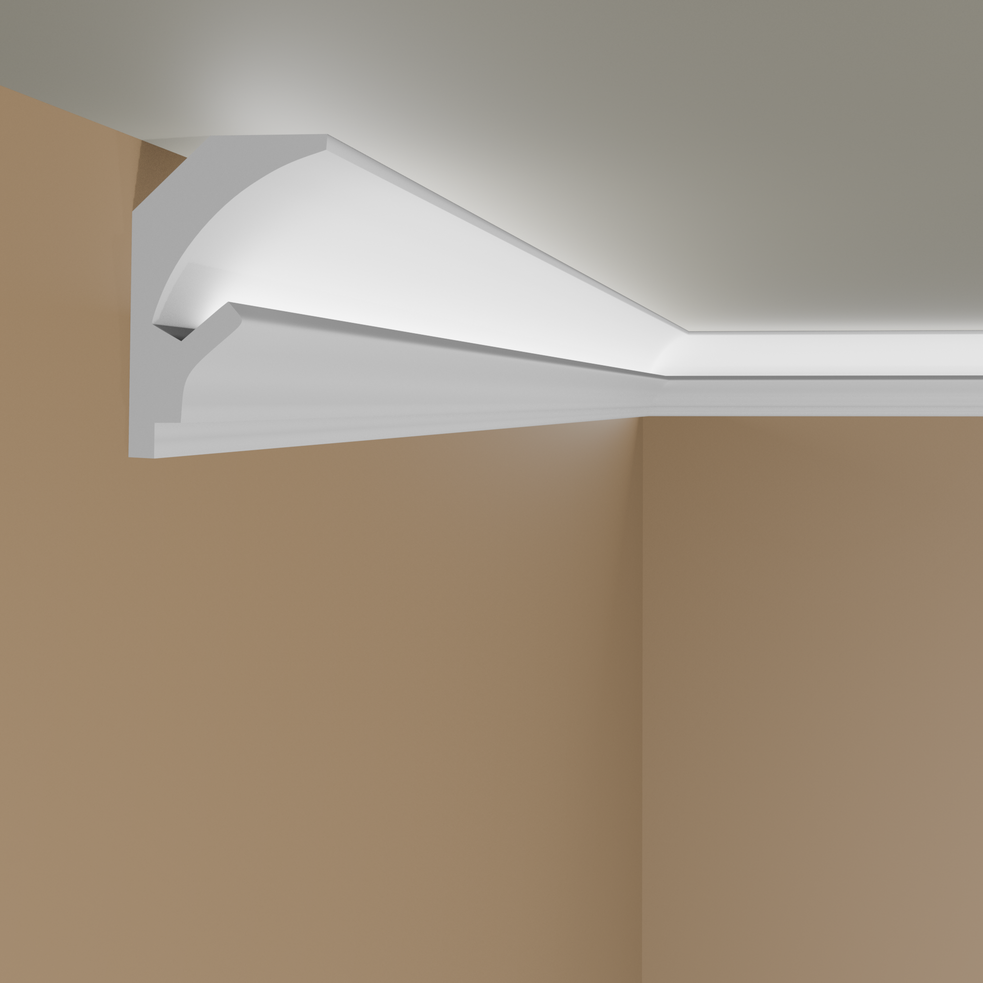 Elite Decor Moulure lumineuse KD201| Polystyrène 115 x 90 x 1150 mm Blanc Corniche de plafond LED