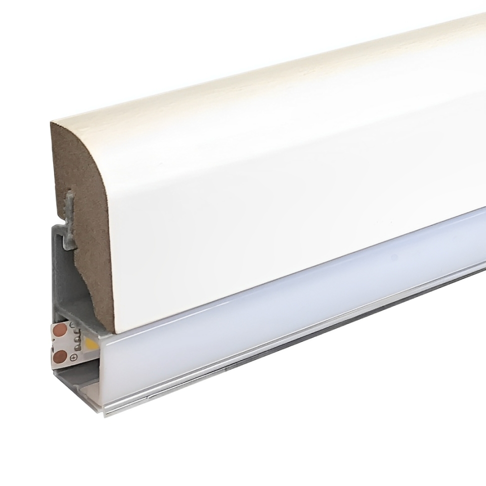Stilechte Licht Sockelleisten MDF lackiert weiß (20 x 55 x 2400 mm)