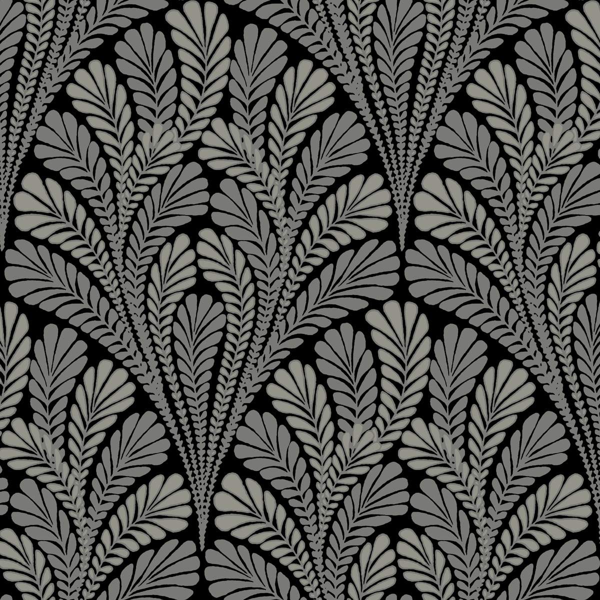 York Wallcoverings | Black and White | BW3951 | Sure Strip | Botanique | 0.52 x 10 m | Noir | Gris
