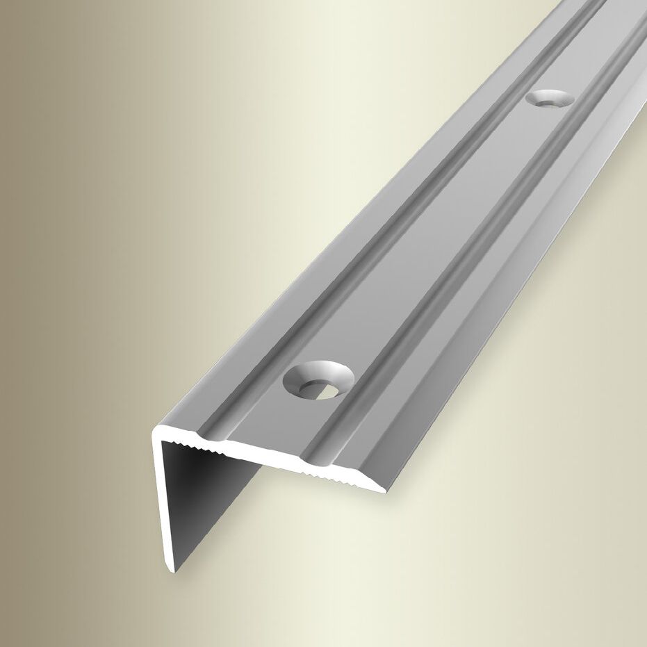 Nez de marche | Largeur:24.5 mm | Hauteur:0 - 17 mm | Aluminium | Strié | Facile à plier | A visser
