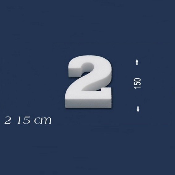 Wiesemann | Chiffre déco "2" | Polystyrène | Hauteur : 150 mm | Chiffre en polystyrène | Chiffre en 3D