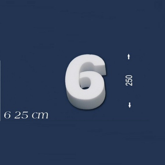 Wiesemann | Chiffre déco "6" | Polystyrène | Hauteur : 250 mm | Chiffre en polystyrène | Chiffre en 3D