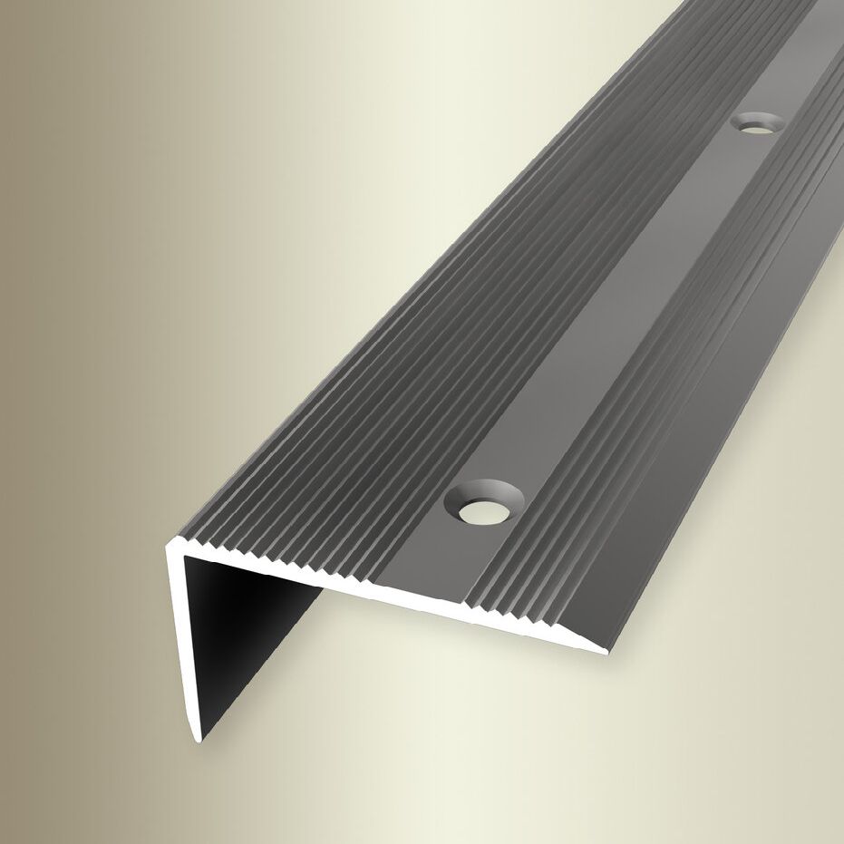 PROVISTON | Nez de marche | Largeur:40 mm | Hauteur:0 - 22 mm | Aluminium | Strié | Percé