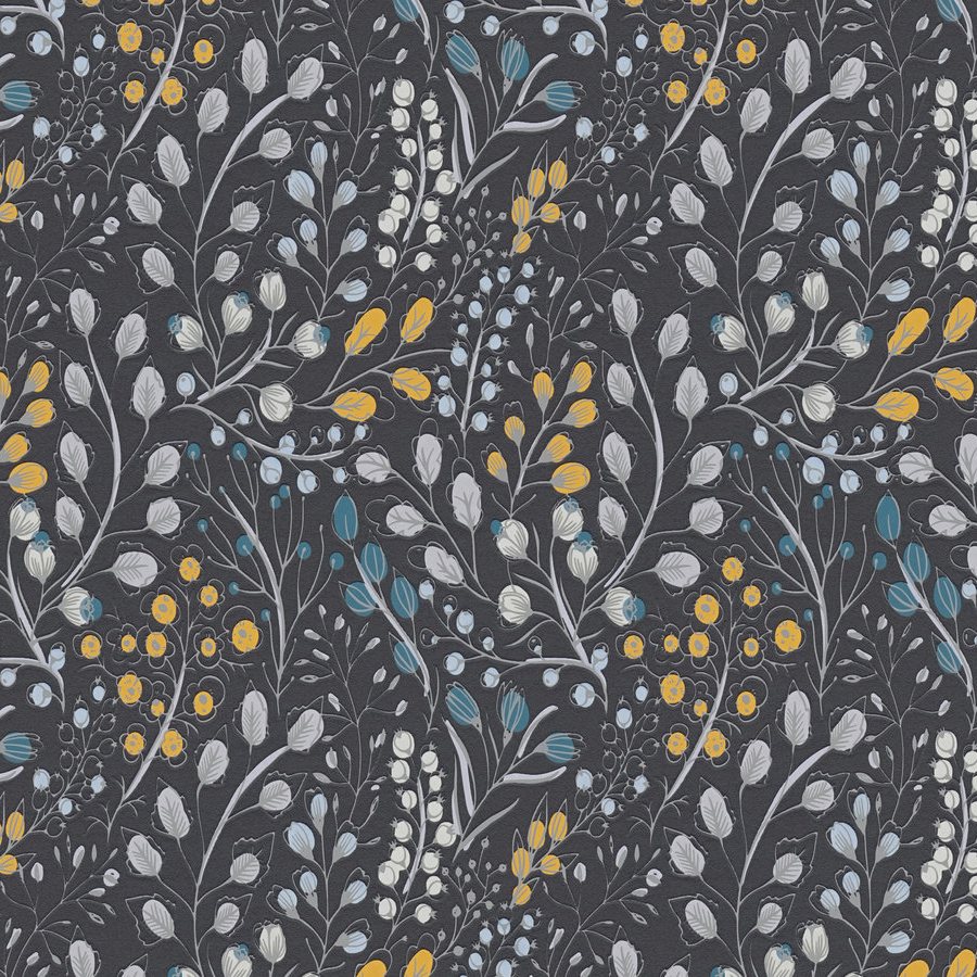 A.S. Creation | Attractive 2 | 388474 | Papier Peint Intissé | Floraux | 10.05 x 0.53 m | Noir