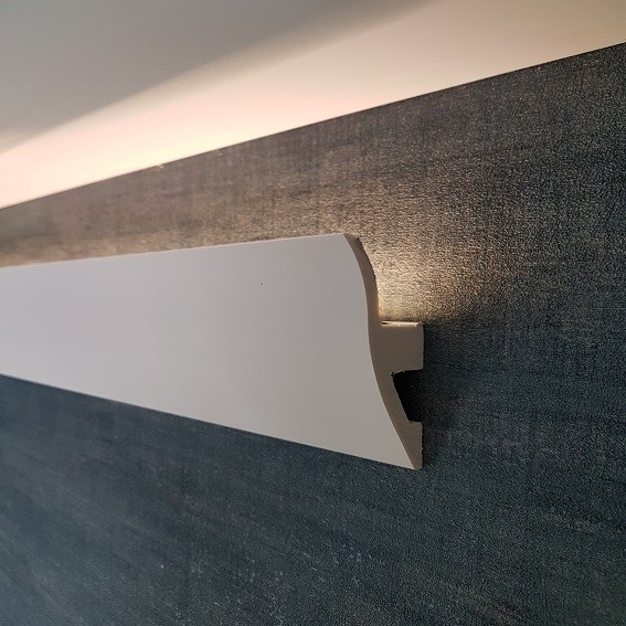 Mardom | Corniche LED "QL009" | 12 x 47 x 2000 mm | Blanc | Moulure de plafond lumineuse Moderne
