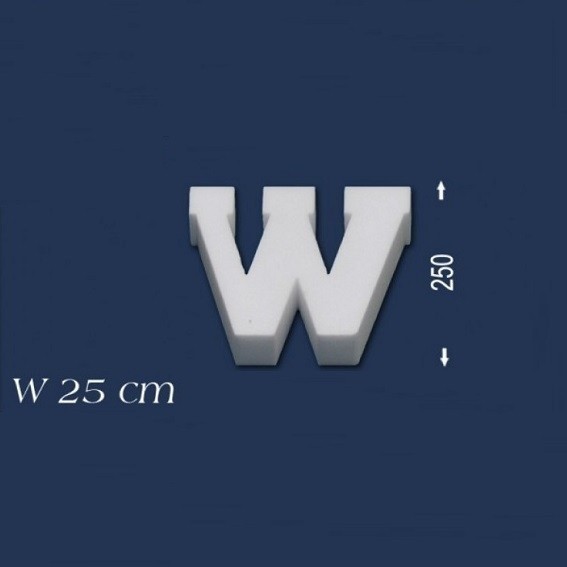 Wiesemann | Lettre décorative "W" | Polystyrène | Hauteur : 250 mm | Lettre en polystyrène | Lettre 3D