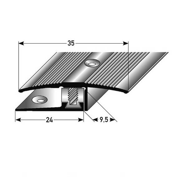Barre de seuil sol stratifié | hauteur 7 - 17 mm | aluminium anodisé Flex