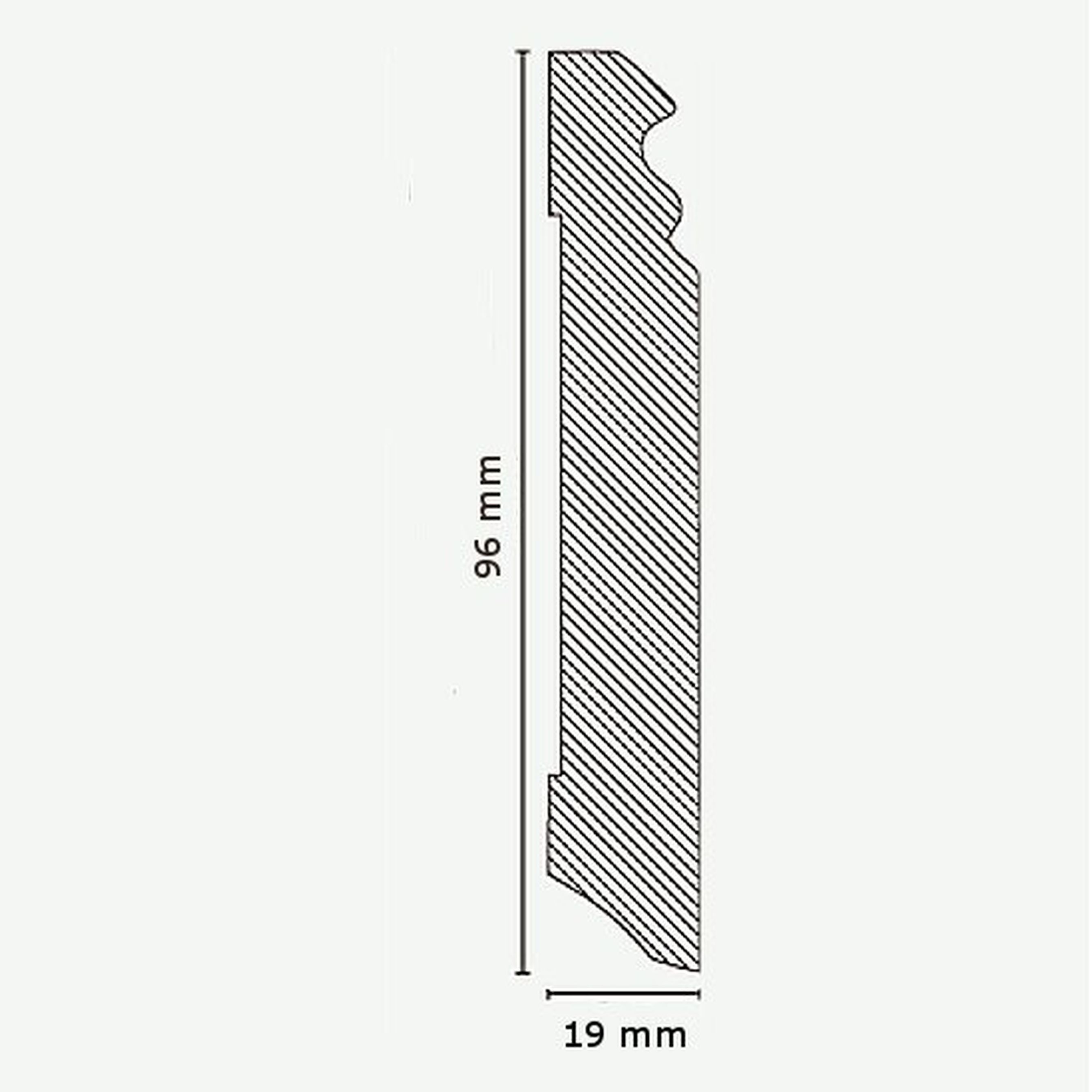 Angle intérieur ou extérieur plinthe moulurée 719.096 MDF revêtu 19 x 96mm PROVISTON
