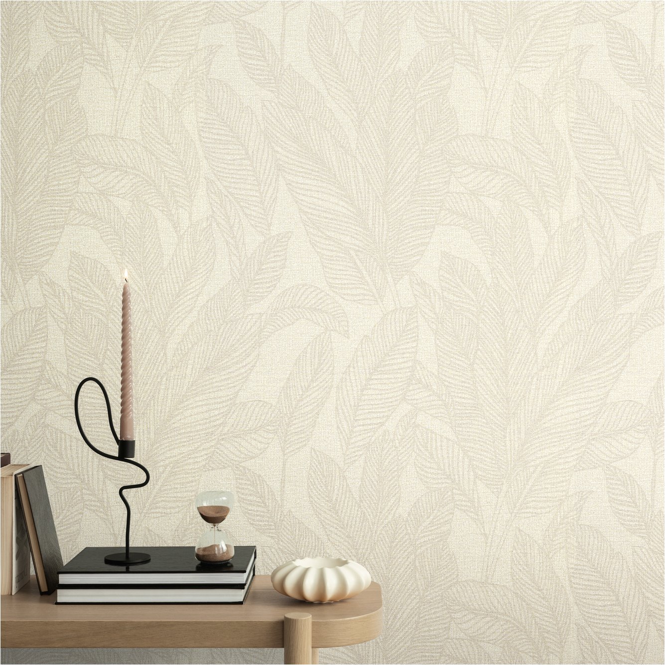 Papier peint intissé 790641 Crème feuilles de palmier jungle CosmoLiving by Cosmopolitan A.S. Creation