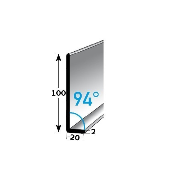 Plinthe type 100 aluminium différents modèles angle: 94°