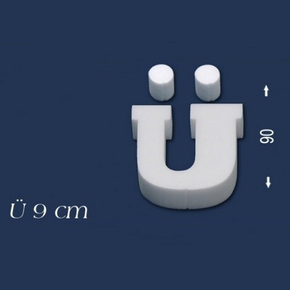 Wiesemann | Lettre déco "Ü" | Polystyrène | Hauteur : 90 mm | Lettre en polystyrène | Lettre 3D