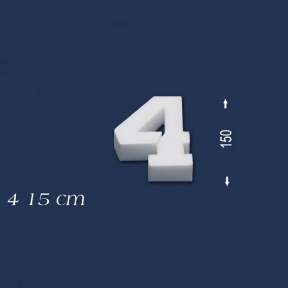 Wiesemann | Chiffre déco "4" | Polystyrène | Hauteur : 150 mm | Chiffre en polystyrène | Chiffre en 3D