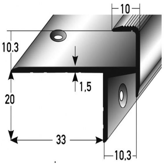 Nez de marche sol stratifié ou parquet | cornière | épaisseur sol 10.3 mm | aluminium anodisé