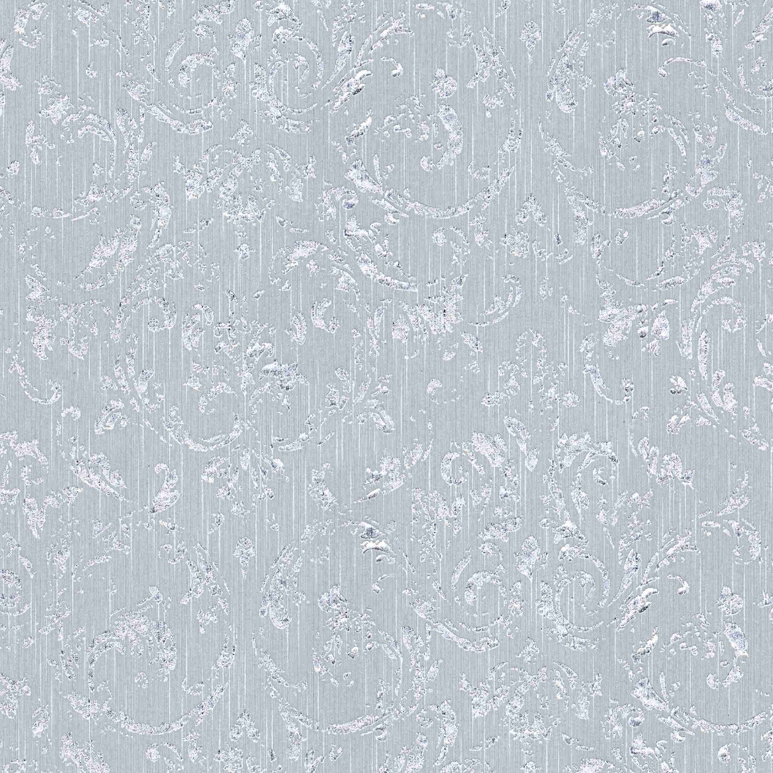 A.S. Creation Metallic Silk | 306605 | papier peint intissé baroque | 0.53 m x 10.05 m | bleu