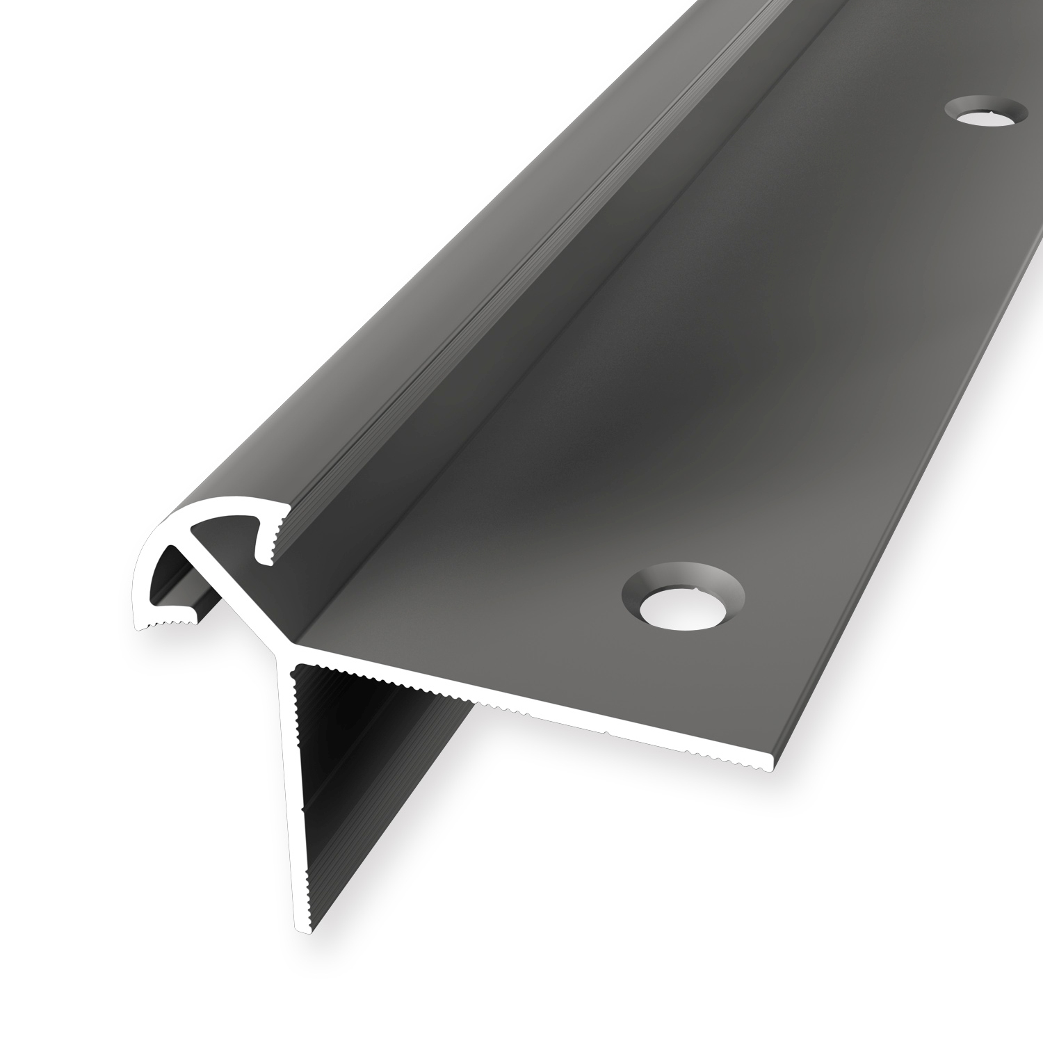 Nez de marche 36 x 46 x 2500 mm Cornière alu lisse avec trous à vis fraisés Küberit