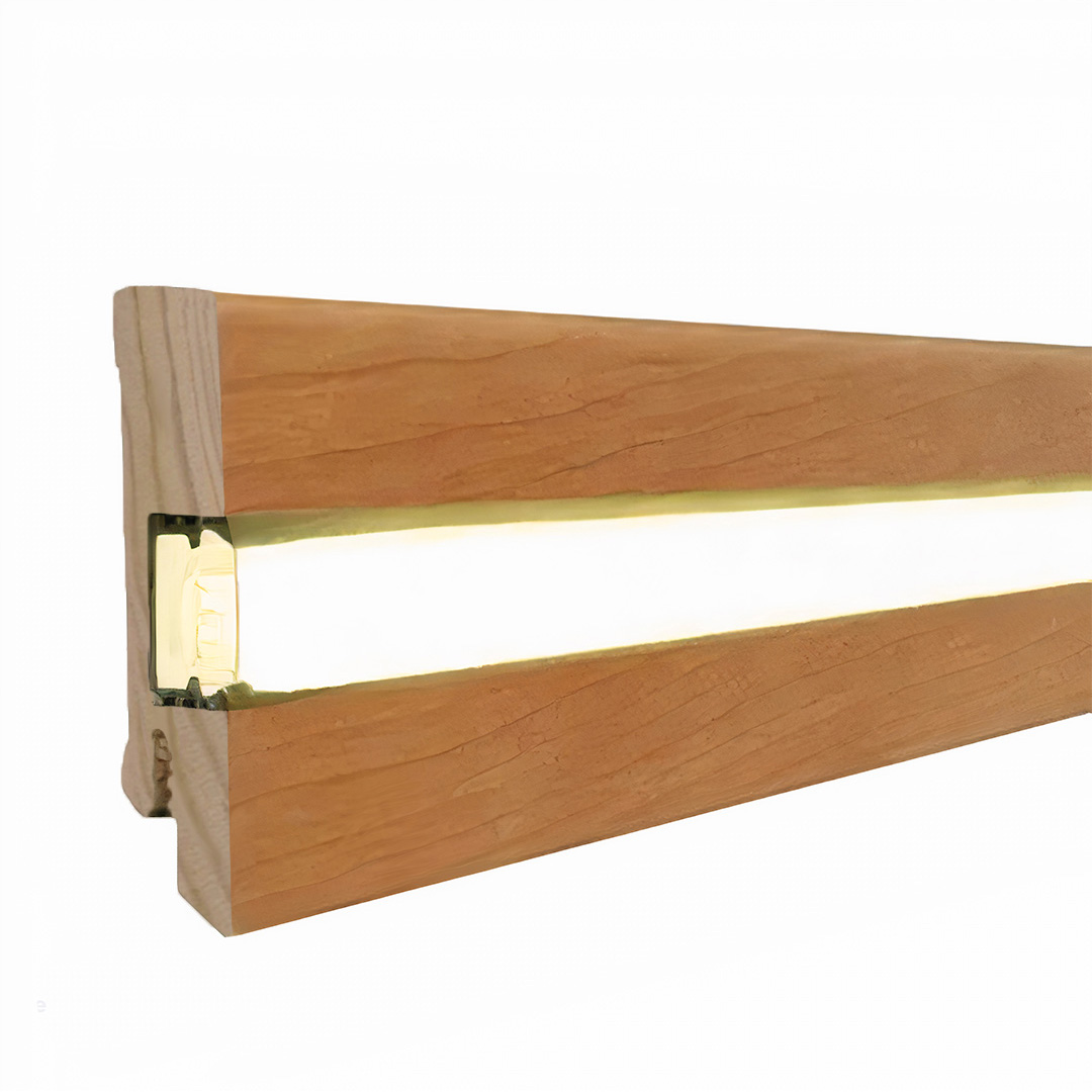 Plinthe LED stylée en bois plaqué, huilé marron (16 x 60 x 2500 mm) 16.61.10L PROVISTON