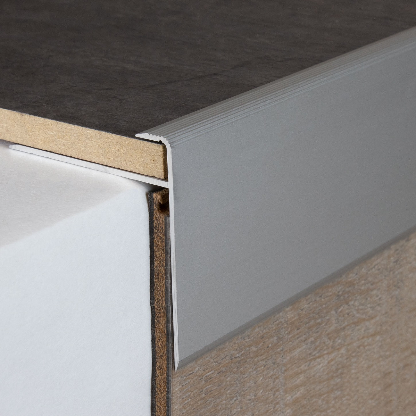 Profilé de finition à emboîter | avec nez pour sol stratifié épaisseur 8.5 mm | alu anodisé