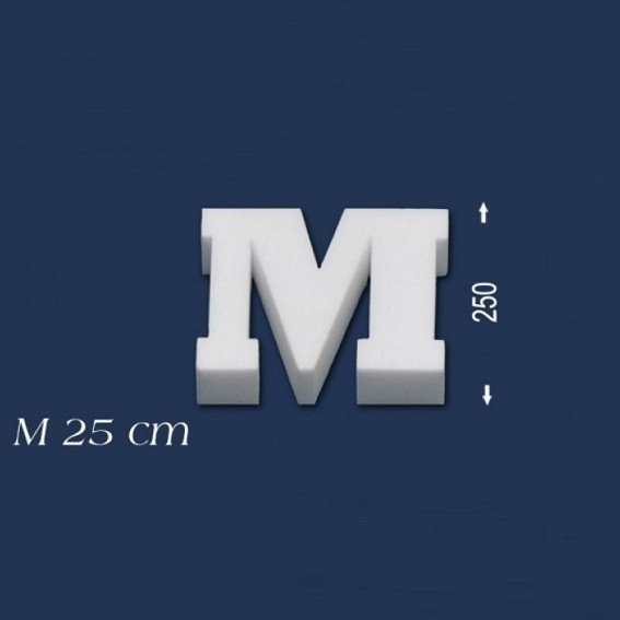 Wiesemann | Lettre décorative "M" | Polystyrène | Hauteur : 250 mm | Lettre en polystyrène | Lettre 3D