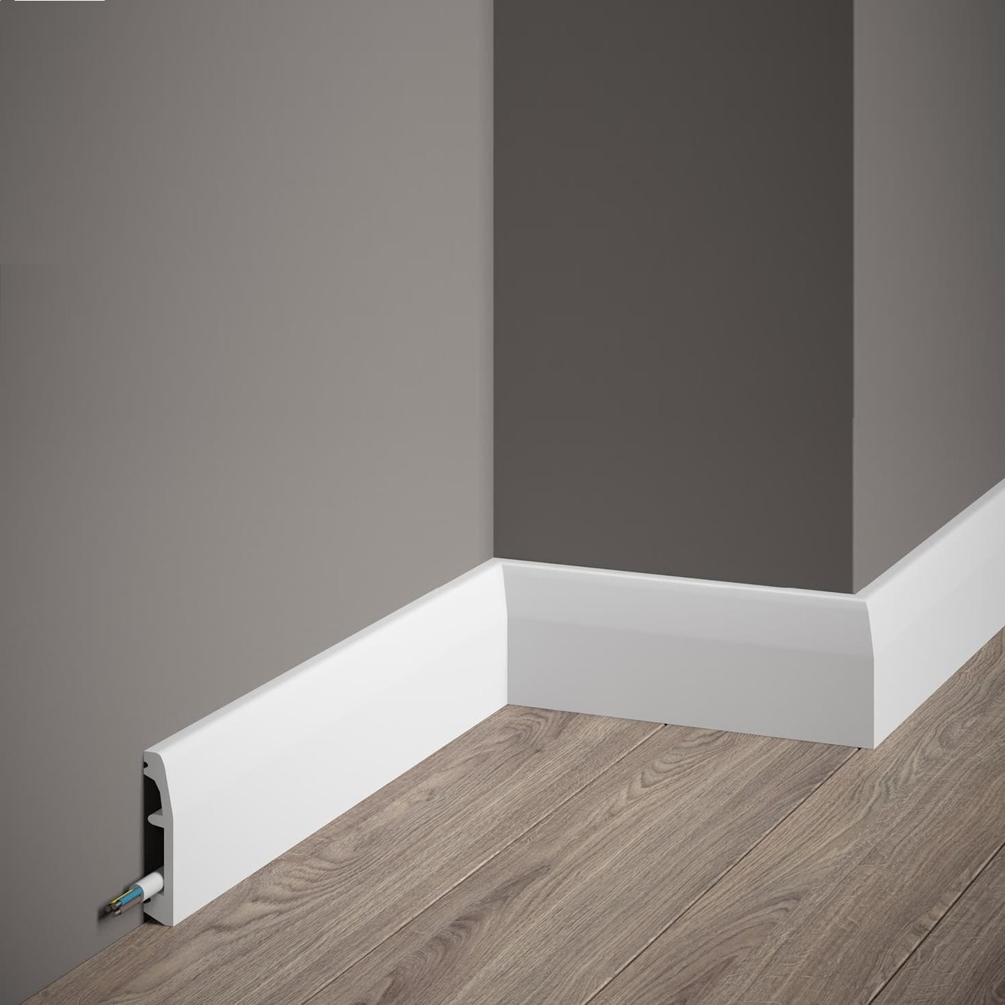 PROVISTON | Plinthe "NE017" en polystyrène PolyForce | 14 x 69 x 2000 mm | Blanc | Cache fils