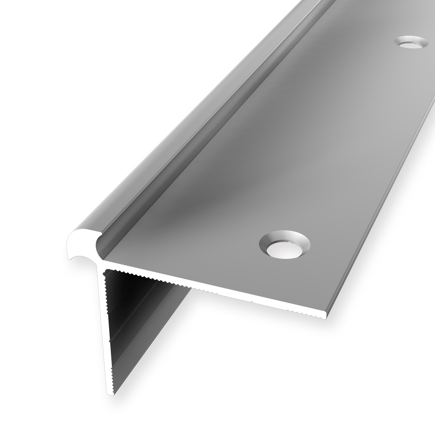 Nez de marche 32 x 42 x 2500 mm Cornière alu lisse avec trous à vis fraisés Küberit