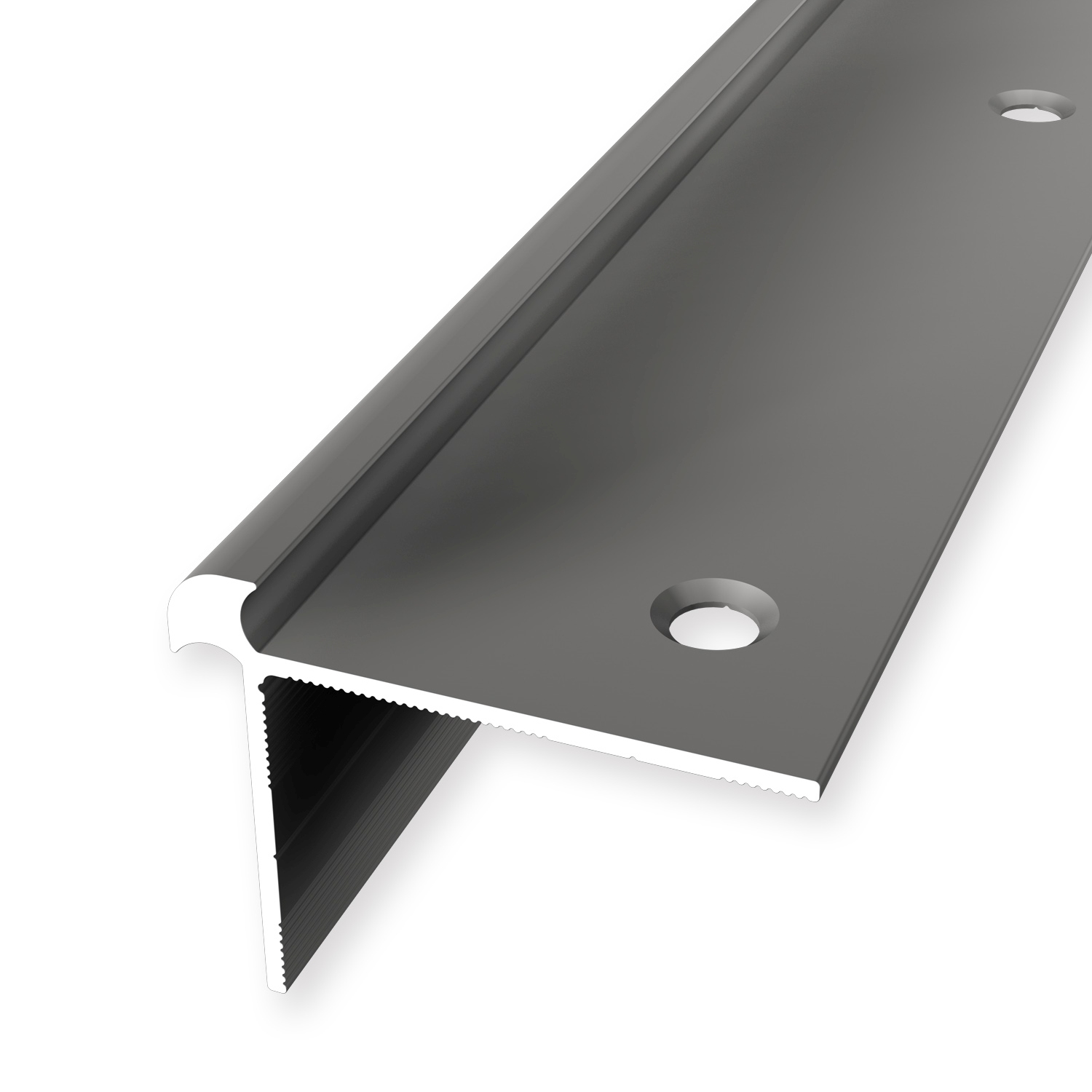 Nez de marche 32 x 42 x 2500 mm Cornière alu lisse avec trous à vis fraisés Küberit