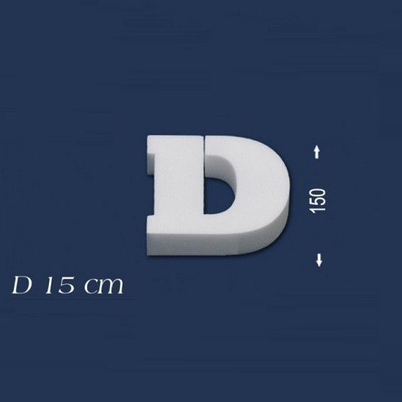 Wiesemann | Lettre déco "D" | Polystyrène | Hauteur : 150 mm | Lettre en polystyrène | Lettre 3D