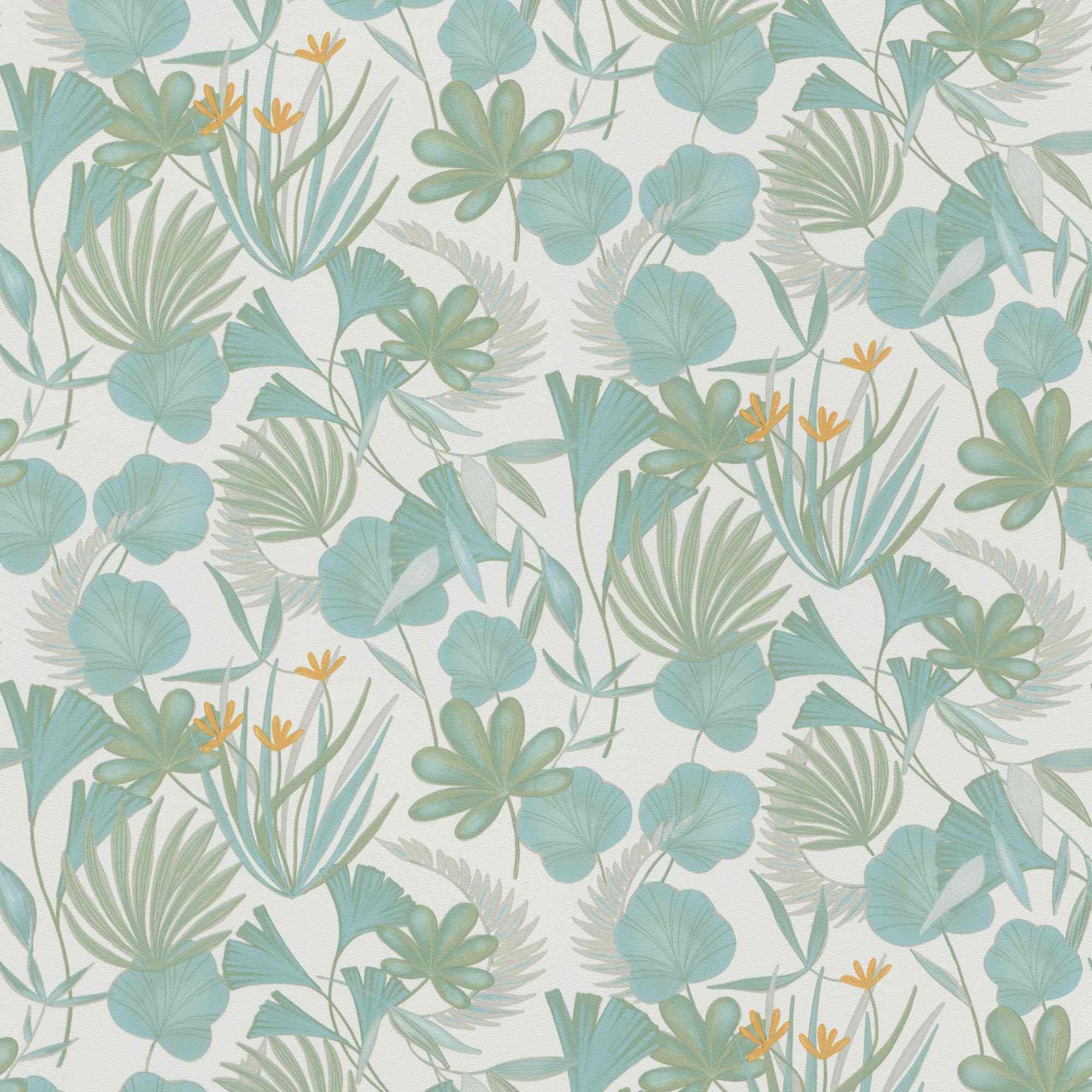 Rasch | Salsa | 466621 | Papier peint intissé | Botanique | 10.05 x 0.53 m | Bleu | Orange | Blanc