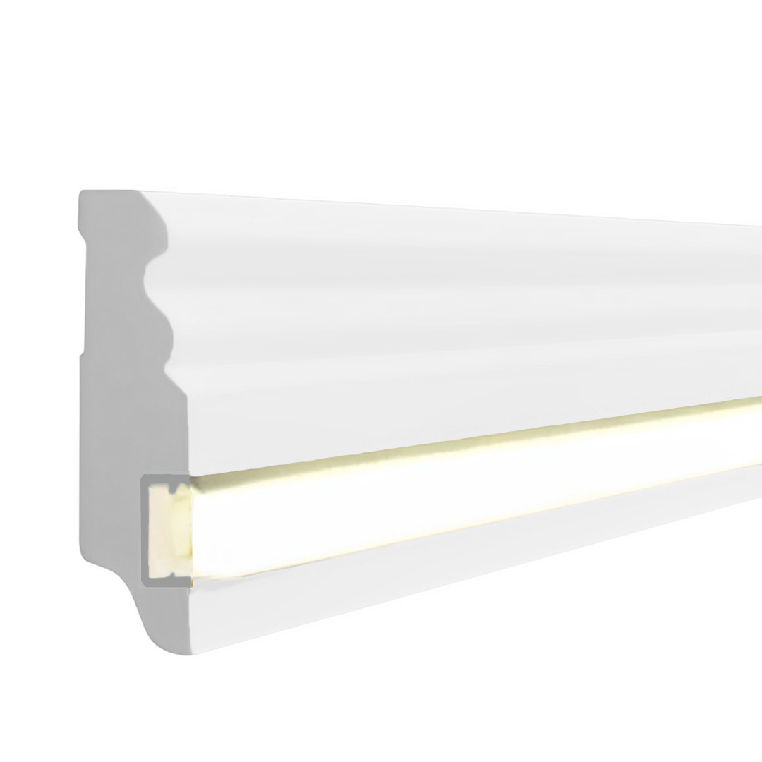 Plinthes LED contemporain Noyau en MDF, revêtus blanc (19 x 80 x 2500 mm) 719.080L PROVISTON