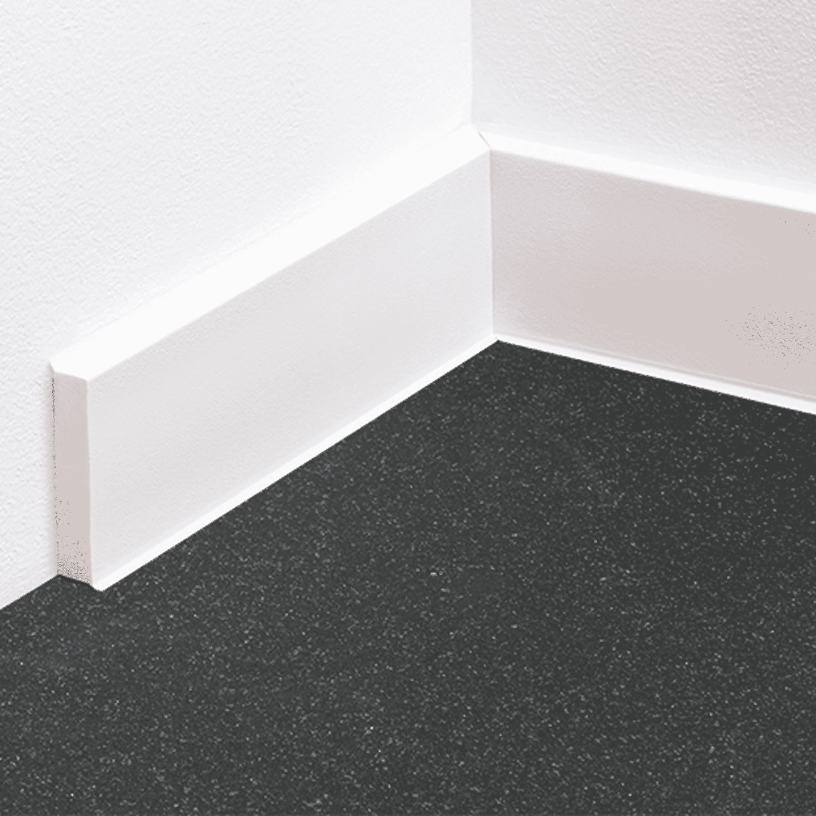 Angle intérieur pour plinthe | PVC | Plinthe | Velletri | 80 x 17 mm | lèvre souple teintée dans la masse | brossée | blanc